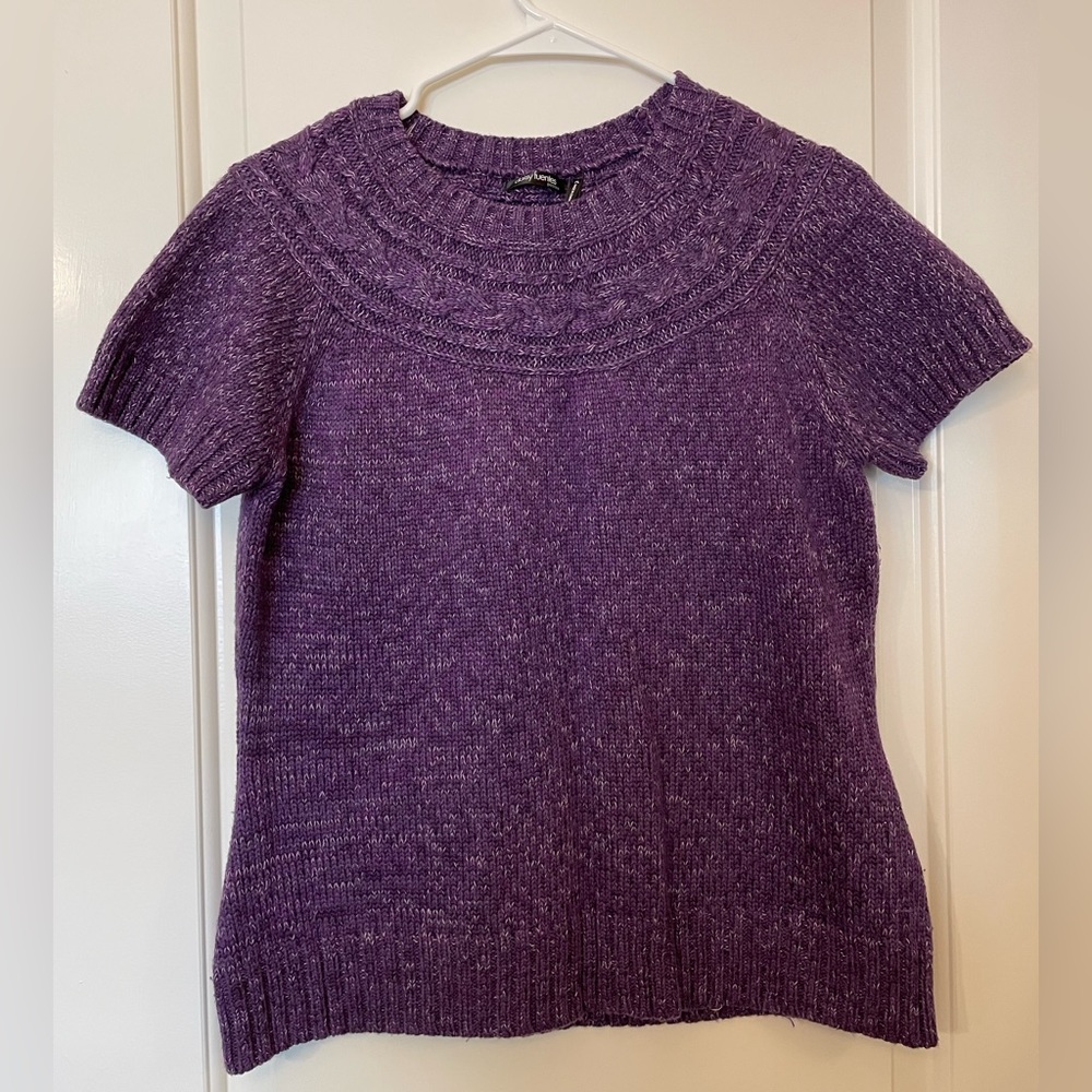 Daisy Fuentes Purlple Short Sleeve Sweater Top Petite Large
